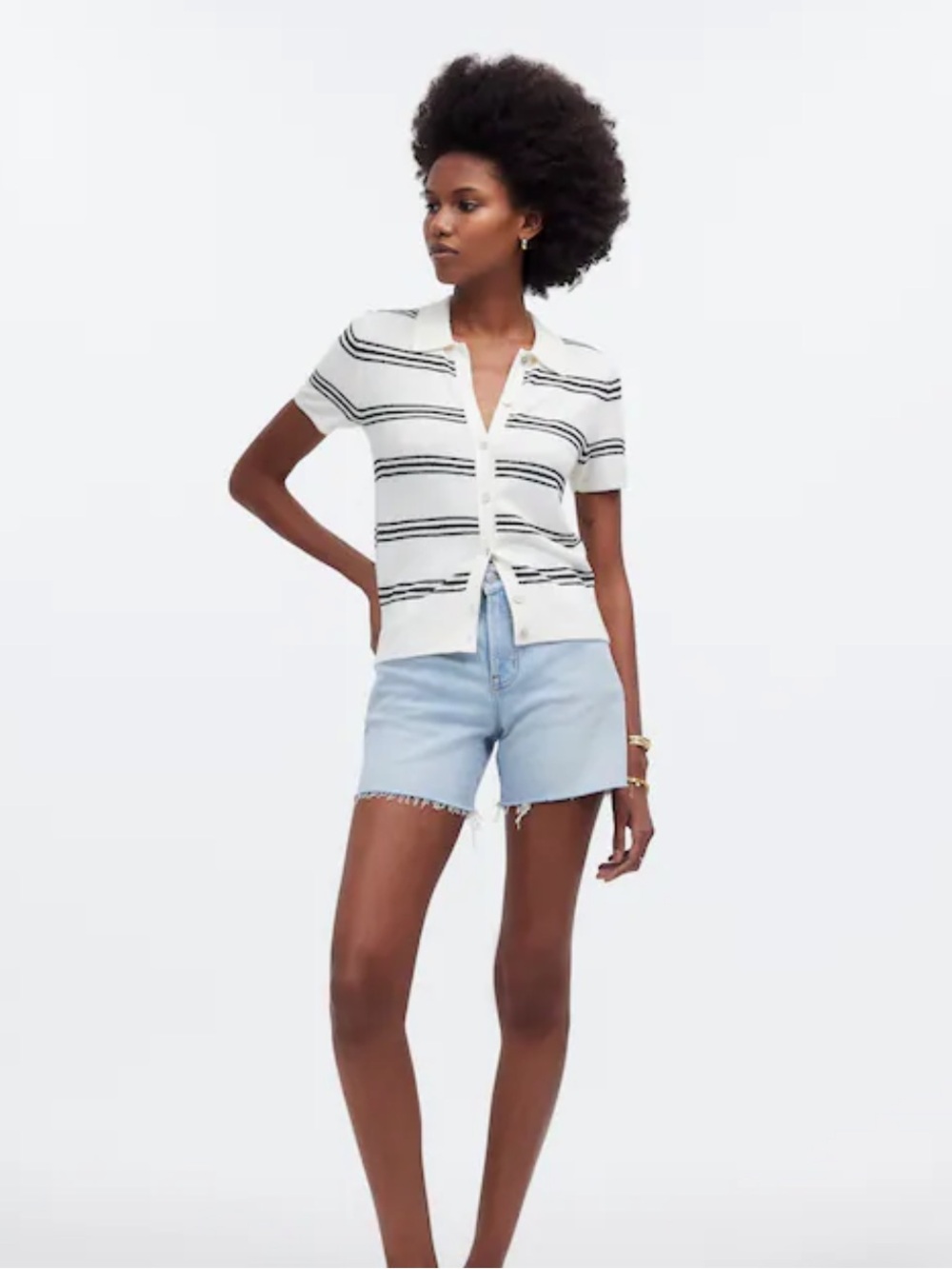 Madewell Striped Polo Sweater Tee